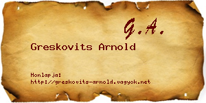 Greskovits Arnold névjegykártya