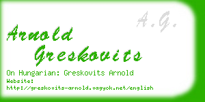 arnold greskovits business card